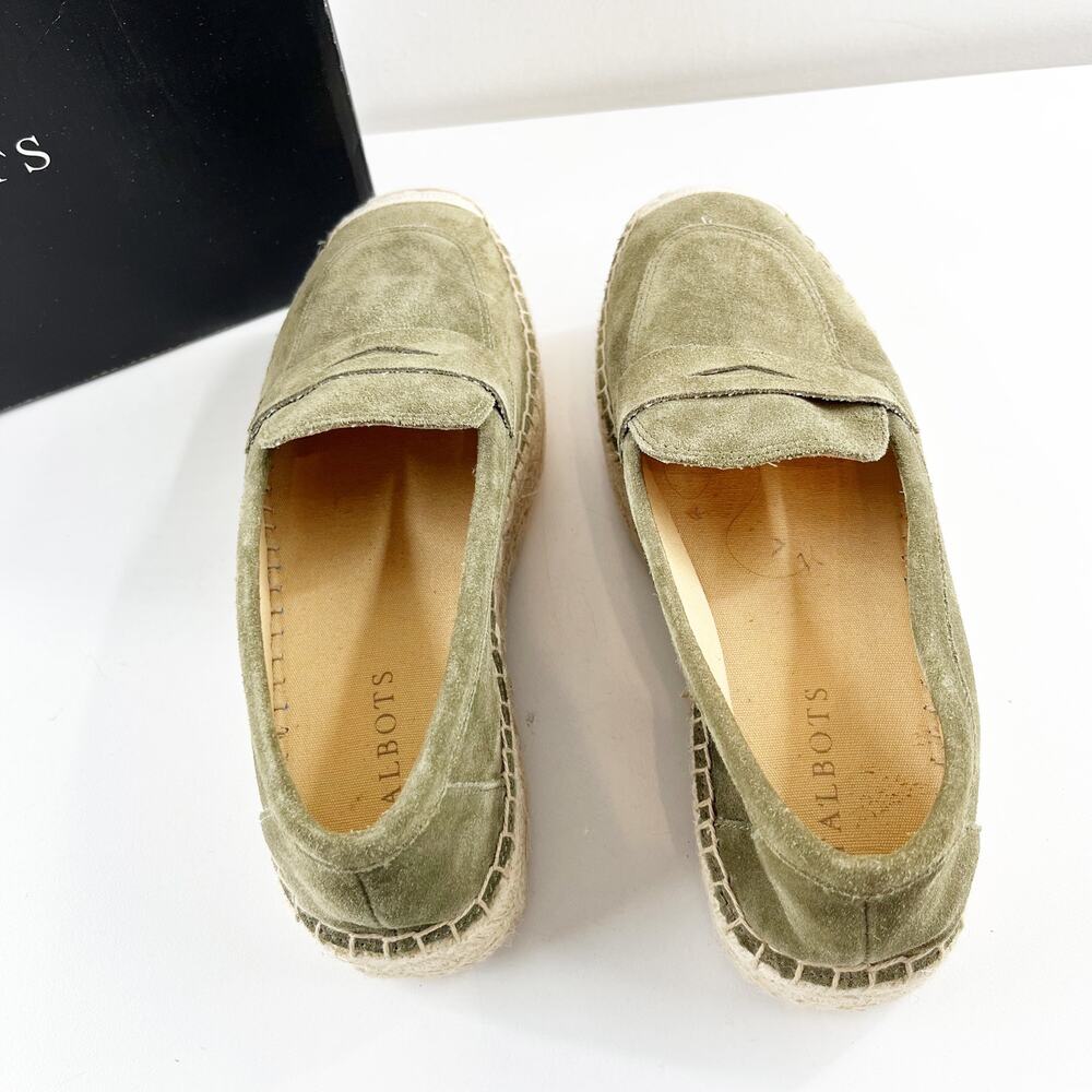 Talbots Olive Green Suede Espadrille Loafers - Picture 7 of 9
